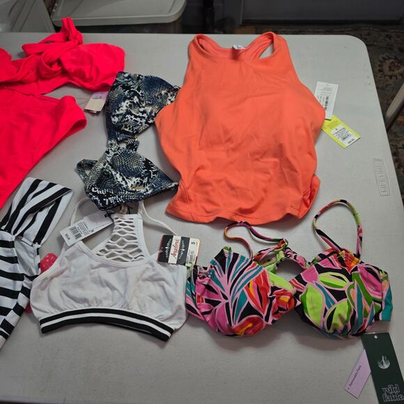 Colorful Swim 6 Piece Bundle Women's Small 1 Swimsuit & 5 Swim Tops NWT - Picture 4 of 16